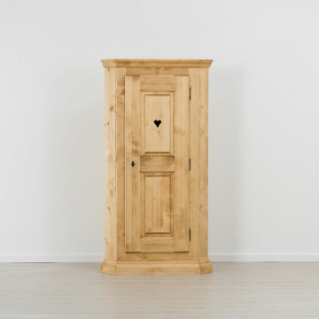 Dulap de colt Cabana cu 1 usa, Lemn masiv rustic, 103 x 64 x 189 cm - Img 3