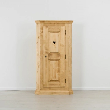 Dulap de colt Cabana cu 1 usa, Lemn masiv rustic, 103 x 64 x 189 cm - Img 3