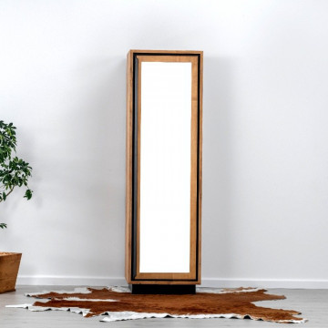 Dulap Lemn masiv Mexicana, 1 usa cu oglinda, 60 x 55 x 200 cm - Img 3