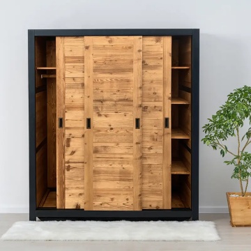 Dulap Rustic Loft 3 usi culisante, Lemn masiv rustic, 175 x 55 x 200 cm - Img 3
