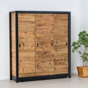 Dulap Rustic Loft 3 usi culisante, Lemn masiv rustic, 175 x 55 x 200 cm - Img 1