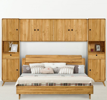 Dulap suspendat cu 3 usi Sahara, Lemn masiv rustic, 170 x 40 x 70 cm - Img 2