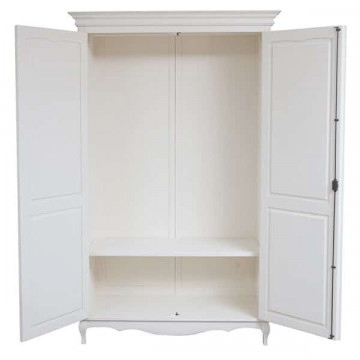 Dulap Toscana Charme cu 2 usi lemn masiv tei, finisaj alb unt antik, 130 x 57 x 205 cm - Img 3
