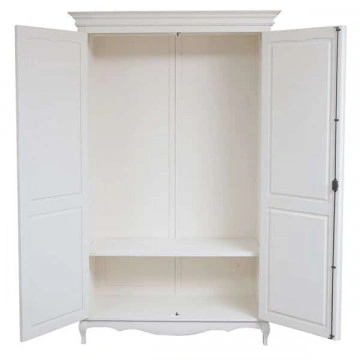 Dulap Toscana Charme cu 2 usi lemn masiv tei, finisaj alb unt antik, 130 x 57 x 205 cm - Img 3