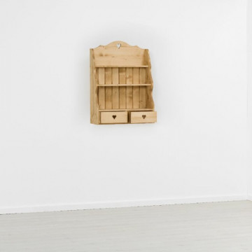 Etajera cu 2 sertare Rustic Flame, lemn masiv rustic, 70 x 24 x 95 cm - Img 3