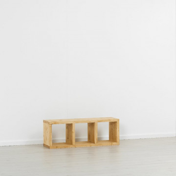 Etajera Cub Cabana cu 2 polite, lemn masiv rustic, 43 x 35 x 121 cm - Img 4