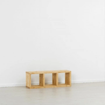Etajera Cub Cabana cu 2 polite, lemn masiv rustic, 43 x 35 x 121 cm - Img 4