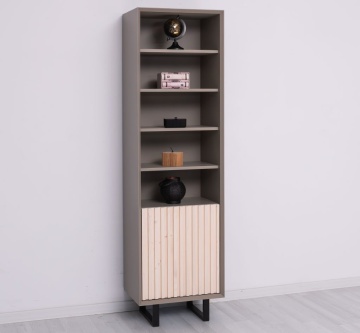 Etajera / Dulapior ingust Pianno, 1 usa si 4 rafturi, lemn masiv + mdf, 57 x 40 x 200 cm