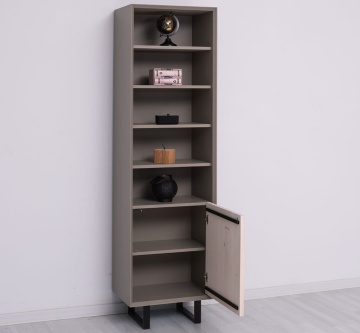 Etajera / Dulapior ingust Pianno, 1 usa si 4 rafturi, lemn masiv + mdf, 57 x 40 x 200 cm - Img 3