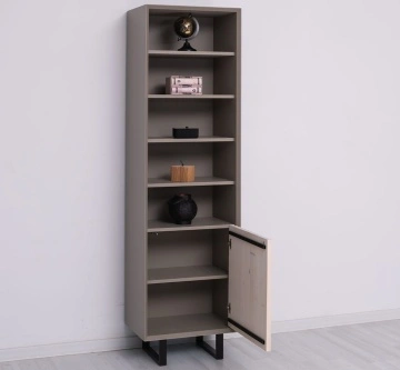 Etajera / Dulapior ingust Pianno, 1 usa si 4 rafturi, lemn masiv + mdf, 57 x 40 x 200 cm - Img 3