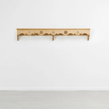 Etajera perete Rustic Chalet, Lemn masiv rustic sculptat, 200 x 25 x 32 cm - Img 2