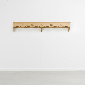 Etajera perete Ursul Carpatin, Lemn masiv rustic sculptat, 200 x 25 x 32 cm - Img 2