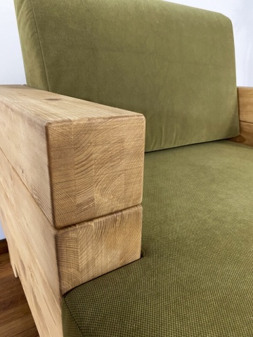 Fotoliu Rustic Cabana lemn masiv, cu tapiterie, 94 x 91 x 63 cm - Img 2
