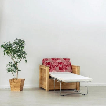Fotoliu Rustic Ecuador, model extensibil cu tapiterie, Lemn masiv rustic, 95 x 80 x 70 cm - Img 2