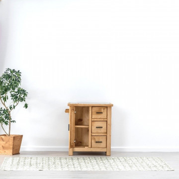 Insula de bucatarie Ecuador cu o fata, 1 usa si 3 sertare, Lemn masiv rustic, 74 x 62 x 85 cm - Img 4