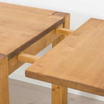 Masa cu 2 extensii laterale Ecuador, Lemn masiv rustic, 140/180/220 x 90 x 78 cm - Img 4