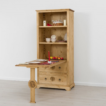 Masa de cioban 1 usa si 2 sertare Rustic Chalet, Lemn masiv rustic, 90 x 50 x 200 cm - Img 6