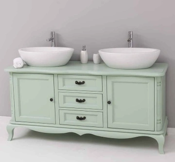 Masca de baie Shabby Rustic Lemn Masiv, 2 usi si 3 seratare158 x 54 x 75 cm - Img 2