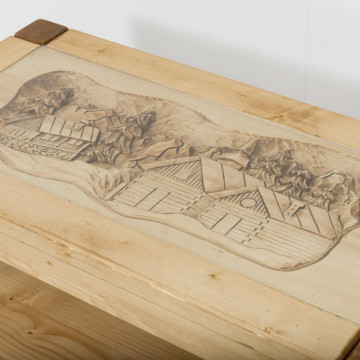 Masuta de cafea Ecuador cu model sculptat, Lemn masiv rustic, 100 x 50 x 45 cm - Img 4