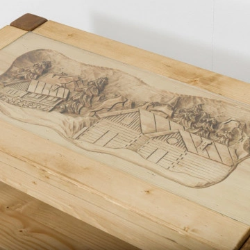 Masuta de cafea Ecuador cu model sculptat, Lemn masiv rustic, 100 x 50 x 45 cm - Img 4