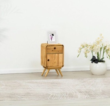 Noptiera cu 1 usa 1 sertar Sahara, Lemn masiv rustic, 34 x 30 x 60 cm