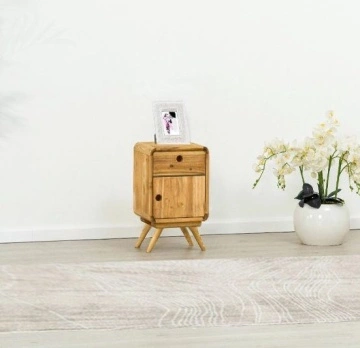 Noptiera cu 1 usa 1 sertar Sahara, Lemn masiv rustic, 34 x 30 x 60 cm