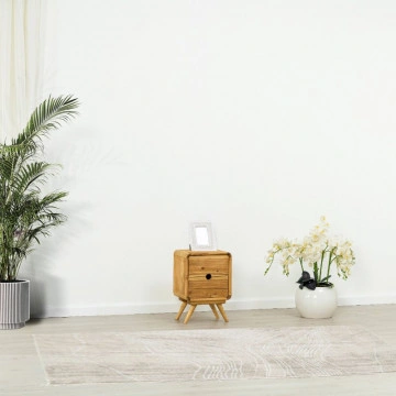 Noptiera cu 2 sertare Sahara, Lemn masiv rustic, 34 x 30 x 51 cm - Img 7