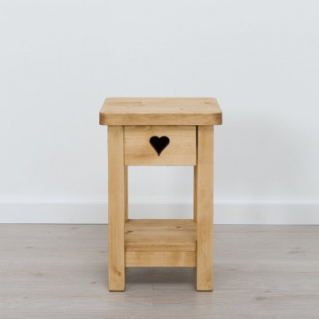 Noptiera Rustic Flame, 1 sertar si nisa lemn masiv rustic, 30 x 30 x 45 cm - Img 3