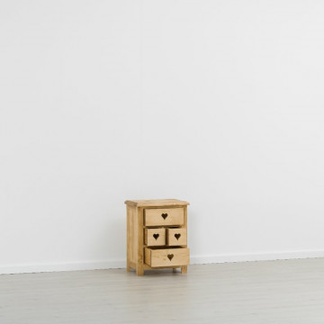 Noptiera Rustic Floare de Colt cu 4 sertare, Lemn masiv 50 x 35 x 64 cm - Img 2