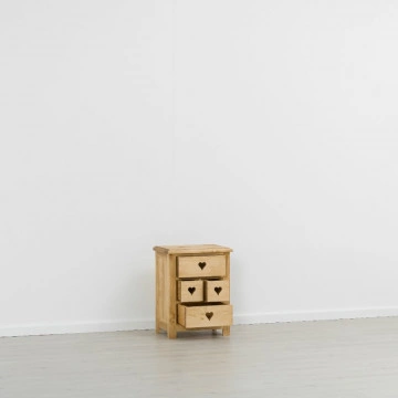 Noptiera Rustic Floare de Colt cu 4 sertare, Lemn masiv 50 x 35 x 64 cm - Img 2