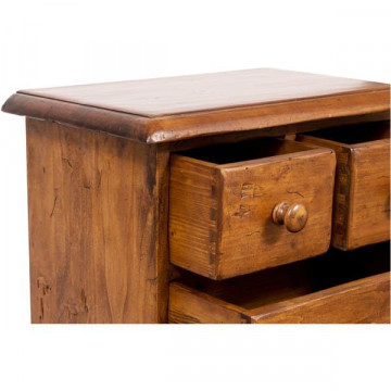 Noptiera Toscana cu 5 sertare lemn masiv tei, nuc antik, 51 x 30 x 74 cm - Img 3