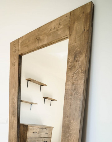 Oglinda Chania, lemn masiv pin, 80 x 4 x 180 cm - Img 2