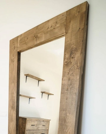 Oglinda Chania, lemn masiv pin, 80 x 4 x 180 cm - Img 2