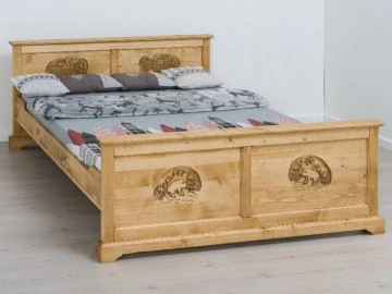 Pat lemn masiv rustic Rustic Chalet 140 cm, 160 cm sau 180 x 200 cm - Img 3