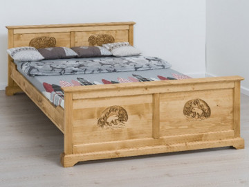 Pat lemn masiv rustic Ursul Carpatin, 140 cm, 160 cm sau 180 x 200 cm - Img 3