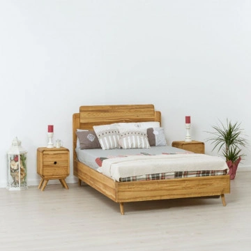Pat lemn masiv Sahara, Lemn masiv rustic, 90 x 200 cm