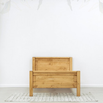 Pat lemn masiv simplu Ecuador, 2 tablii, Lemn masiv rustic, 90 x 200 cm - Img 3