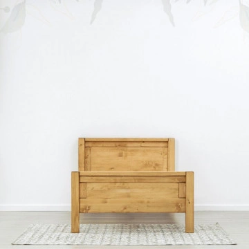 Pat lemn masiv simplu Ecuador, 2 tablii, Lemn masiv rustic, 90 x 200 cm - Img 3