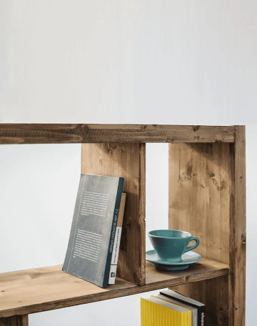Raft biblioteca Cubicus, lemn masiv pin, 100 x 30 x 200 cm - Img 3