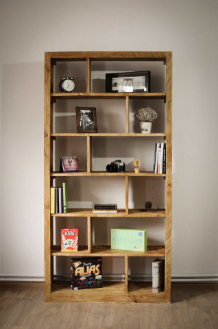 Raft biblioteca Tasmania, lemn masiv pin, 100 x 38 x 200 cm - Img 1