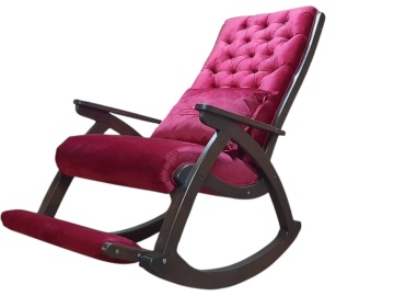 Scaun Balansoar Lemn Masiv Agapia, tapiterie catifelata Bordo, 100 x 72 x 110 cm - Img 2