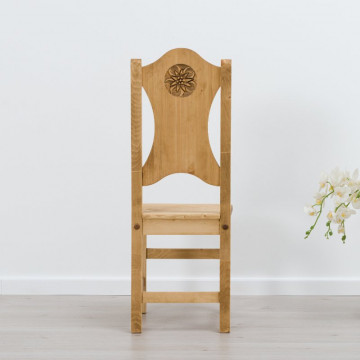 Scaun sculptura pe 2 fete Ursul Carpatin, Lemn masiv rustic, 40 x 42 x 101 cm - Img 2