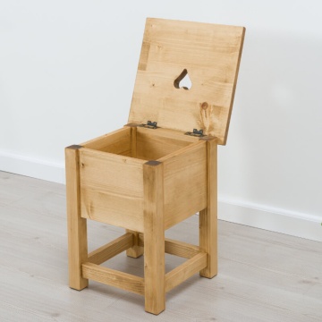 Scaun / Taburet cu lada Rustic Flame lemn masiv, 35 x 35 x 45 cm - Img 2