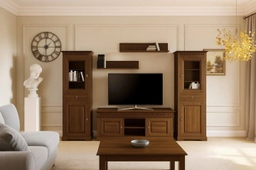 Set 2 etajere Living Colonial lemn masiv tei, 100 x 24 x 22 cm - Img 3