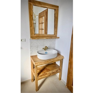 Set Mobilier baie Hora Stejar Masiv, Masca lavoar + Oglinda cu etajera - Img 3