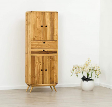 Set mobilier de baie Sahara, 4 piese, Lemn masiv rustic - Img 8