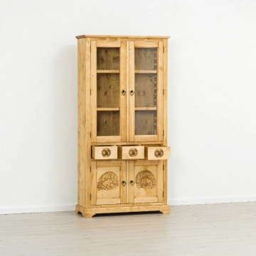Vitrina 4 usi si 3 sertare Rustic Chalet, Lemn masiv rustic, 100 x 38 x 200 cm - Img 2