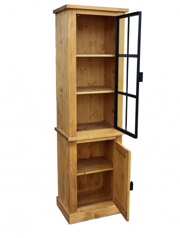 Vitrina ingusta lemn masiv Industrial Wood, 2 usi, 59 x 45 x 203 cm - Img 6