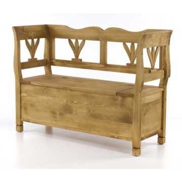 Bancuta rustica cu lada Crenguta, lemn masiv, 128 x 46 x 93 cm - Img 3
