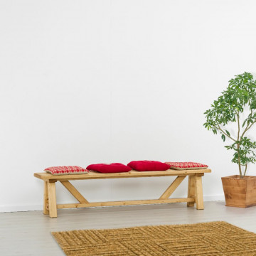 Bancuta Ursul Carpatin, Lemn masiv rustic, 200 x 35 x 46 cm - Img 1